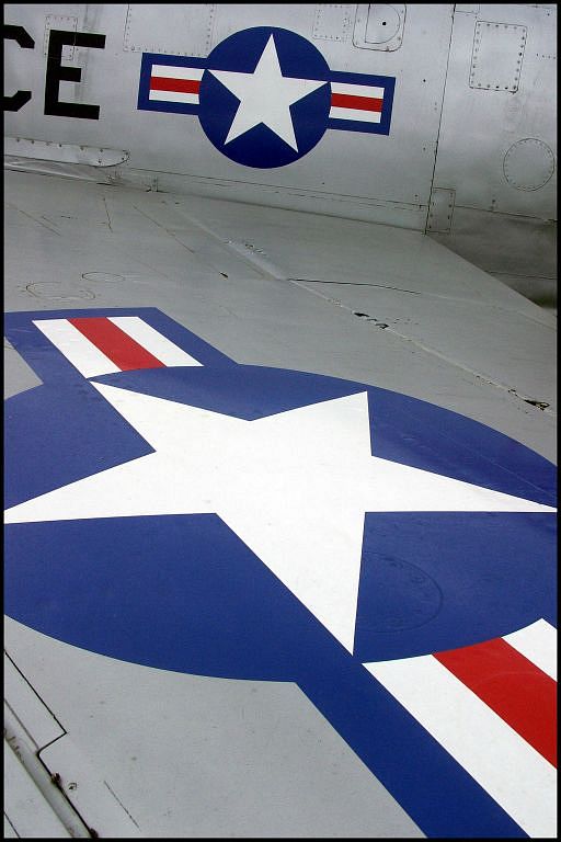 usaf american white star on plane wing